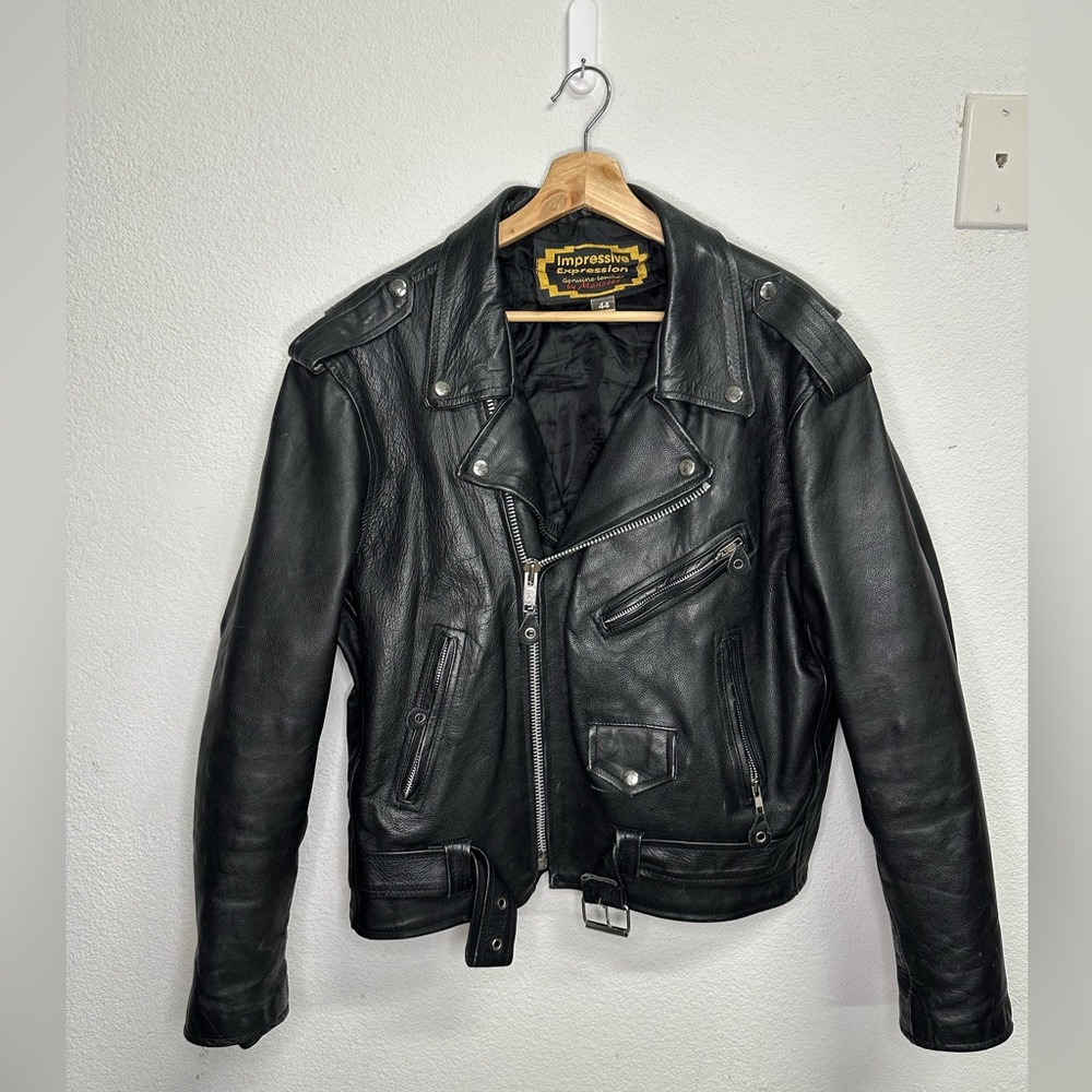 Vintage Manzoor Men's Leather Black Biker Jacket
